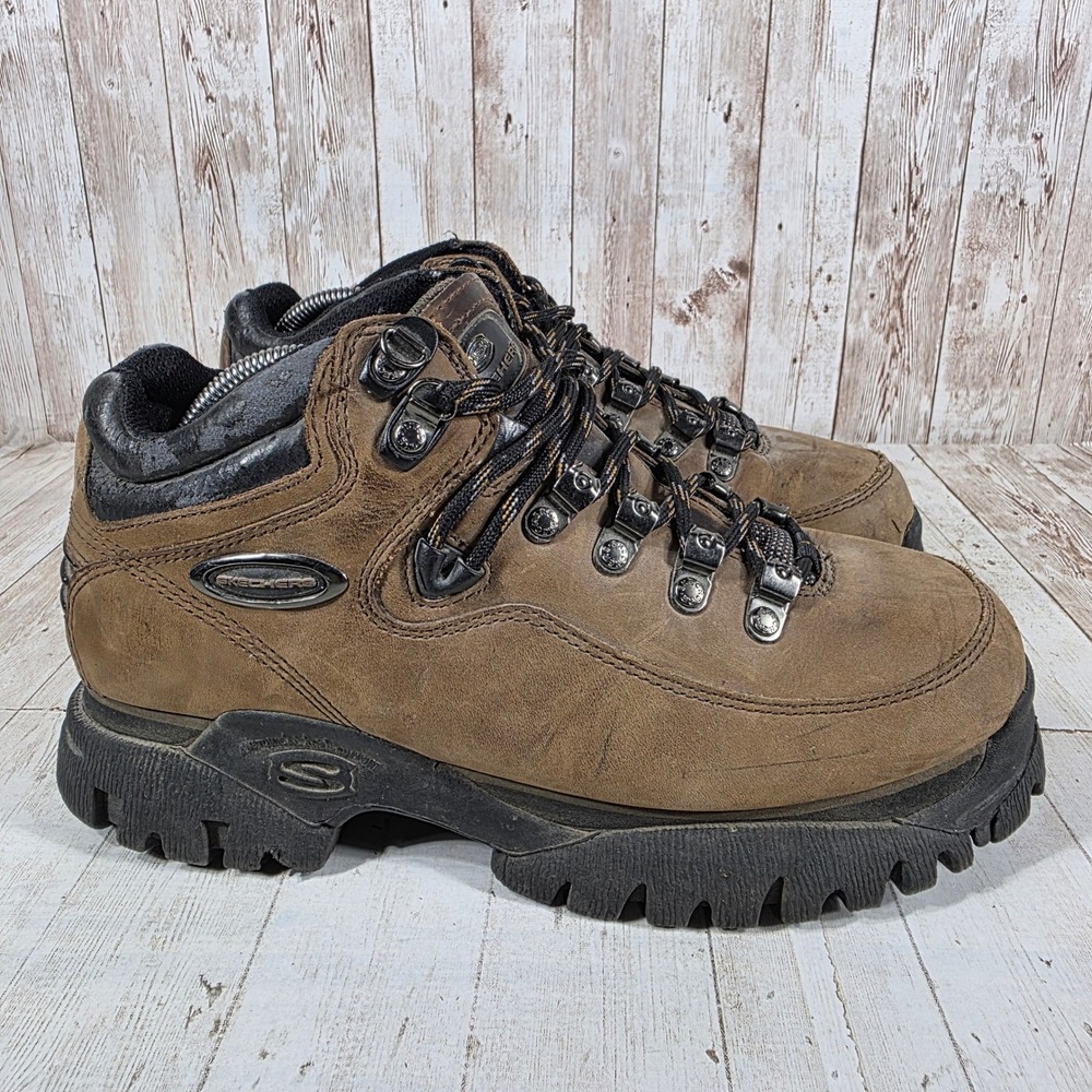 Skechers SN 6680 Mens Almond Leather Hiking Boots Size 9.5 Rugged Gorpcore